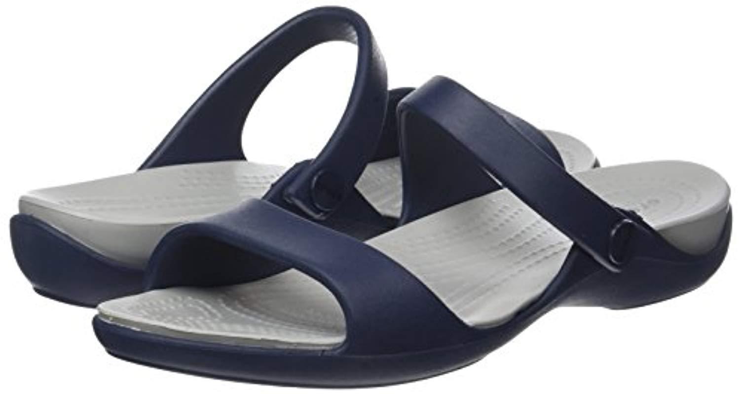 Crocs™ Cleo V Flat Sandal in Navy/Light Grey (Blue) | Lyst