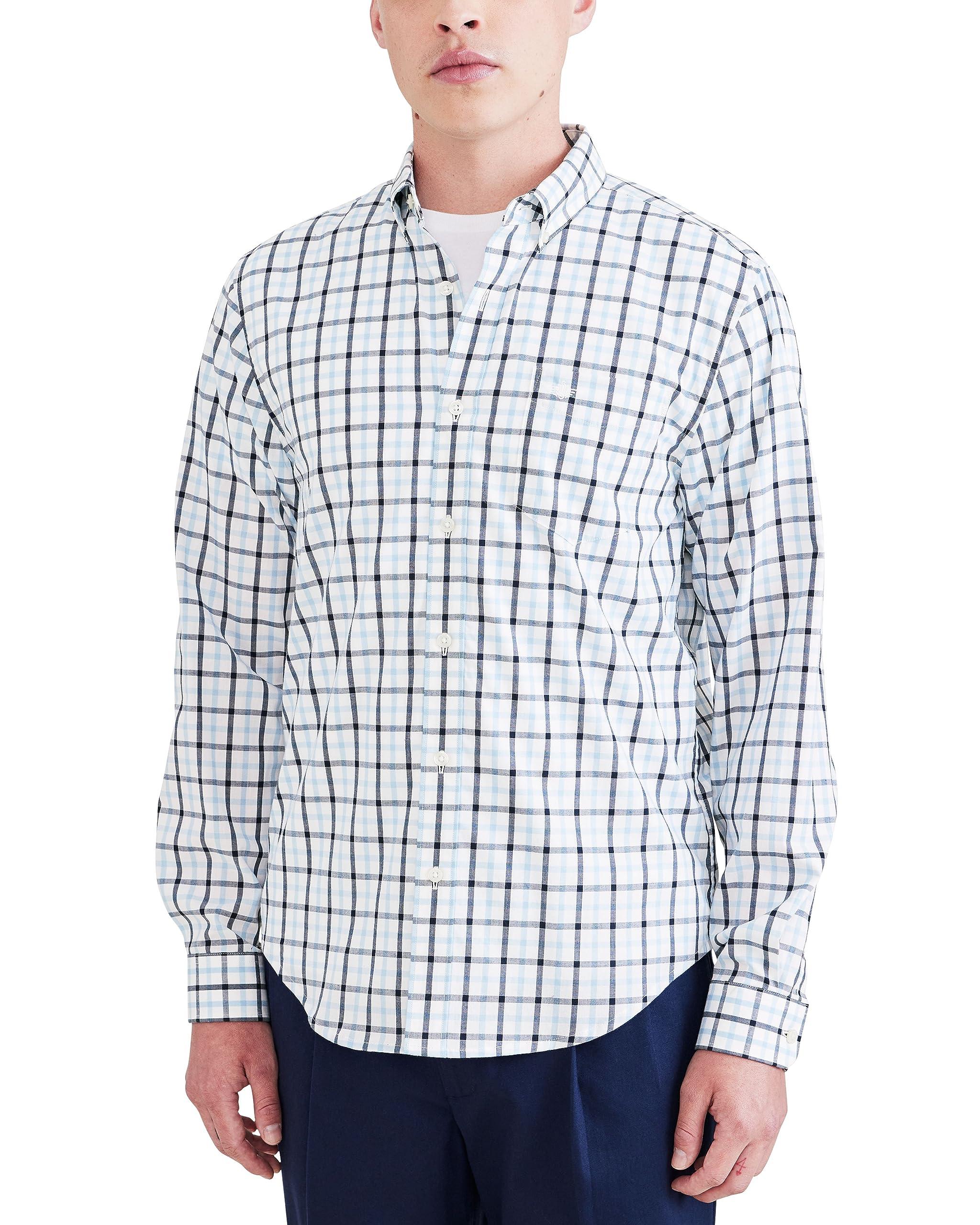 Dockers Classic Fit Long Sleeve Signature Iron Free Shirt With Stain  Defender in Blue for Men | Lyst