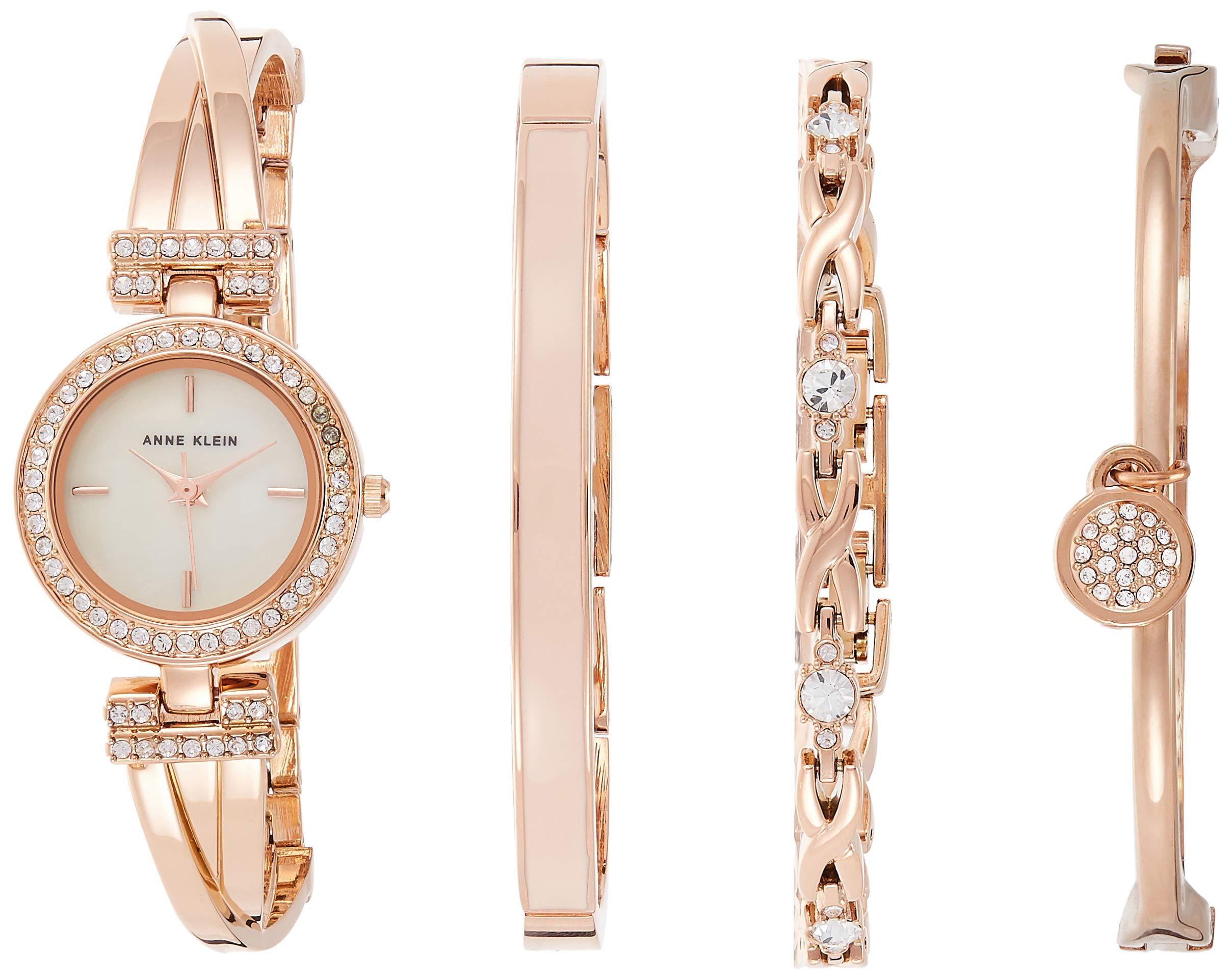 Anne Klein Premium Crystal Accented Rose Gold-tone Bangle Watch And Bracelet  Set in Rose Gold/Pink (Metallic) - Save 9% - Lyst