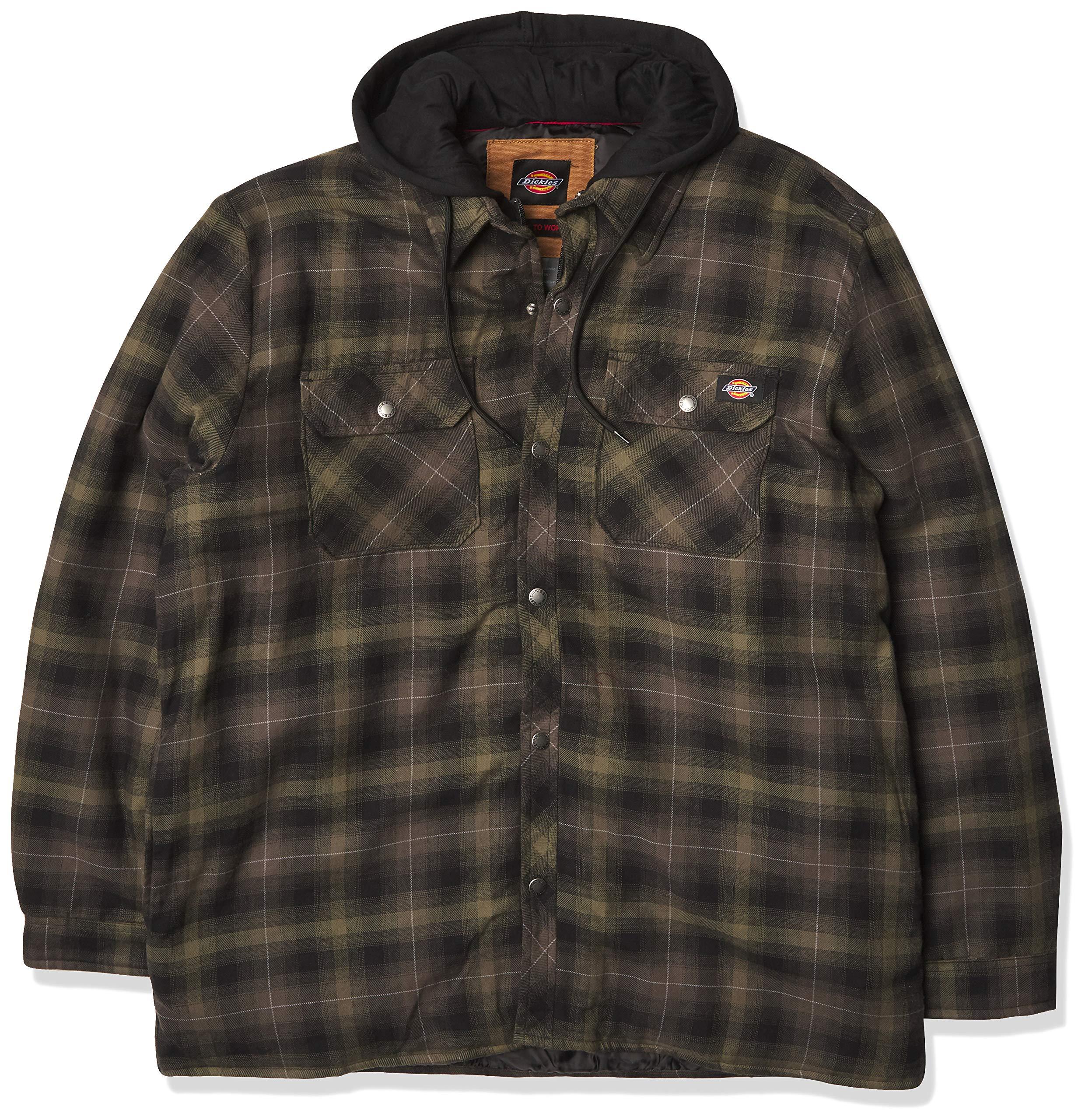 dickies men's flannel hooded shirt jacket