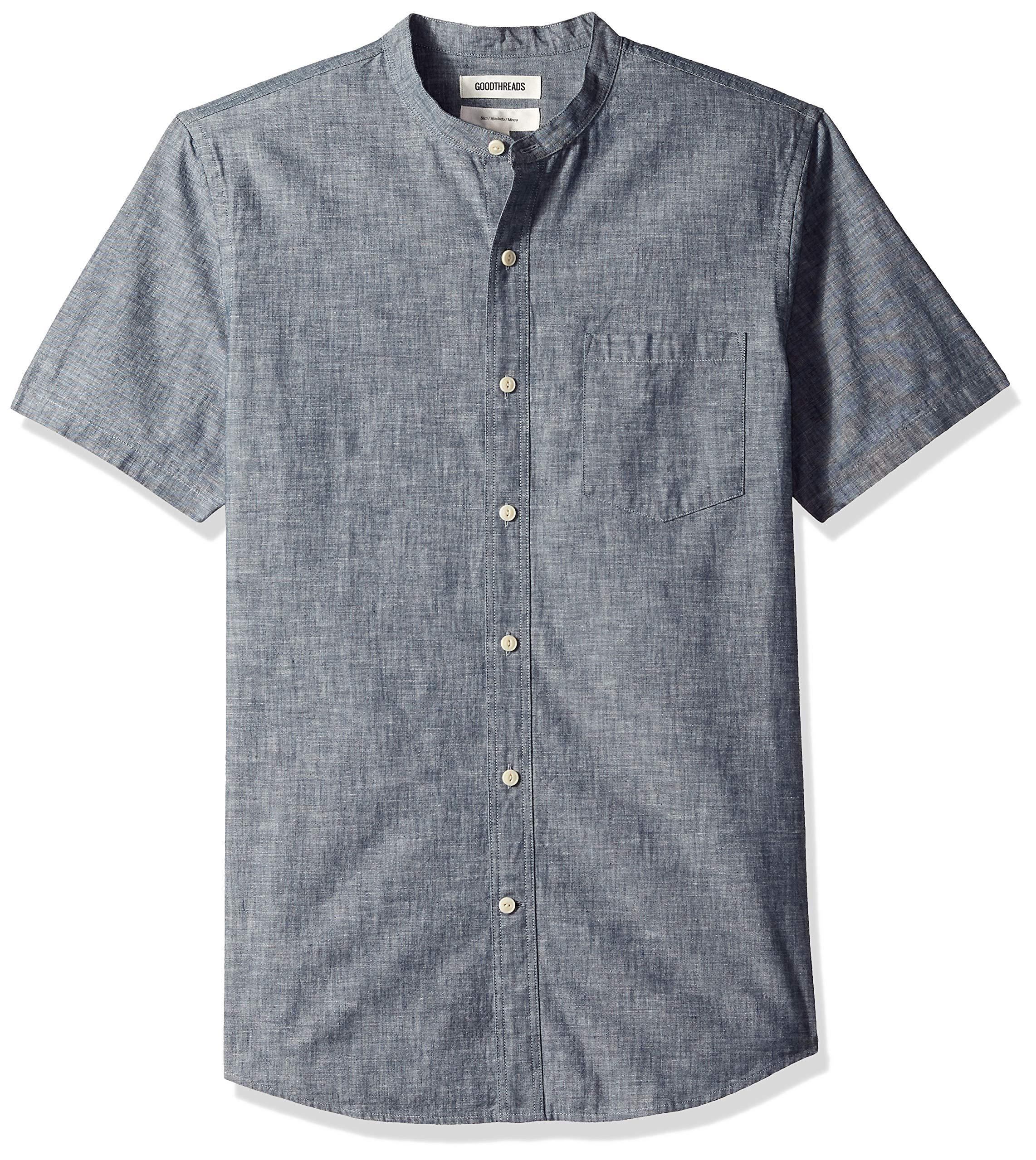 Goodthreads Denim Slimfit Shortsleeve Bandcollar Chambray Shirt in