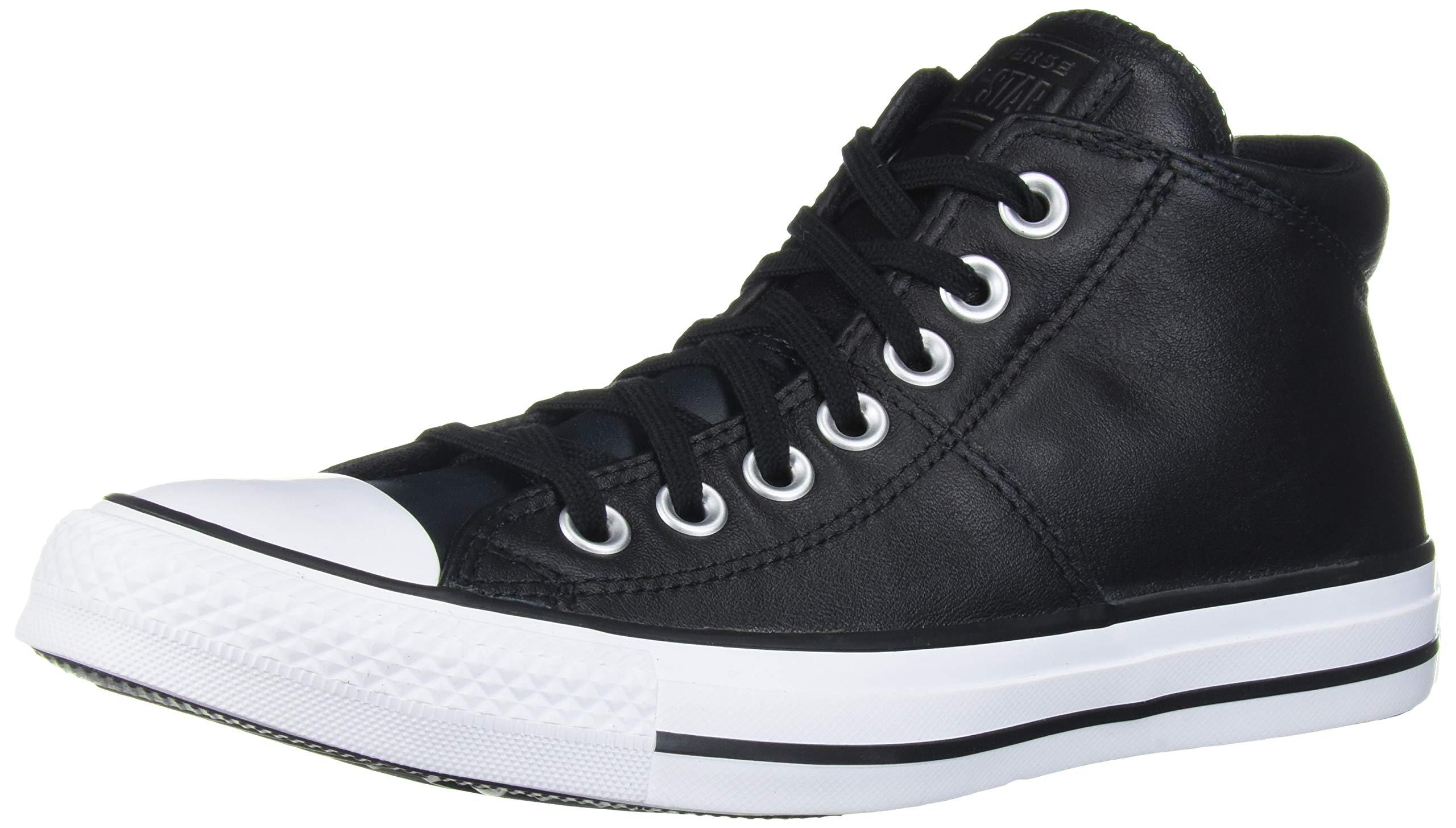Converse Chuck Taylor All Star Madison Leather Mid Top Sneaker in Black |  Lyst