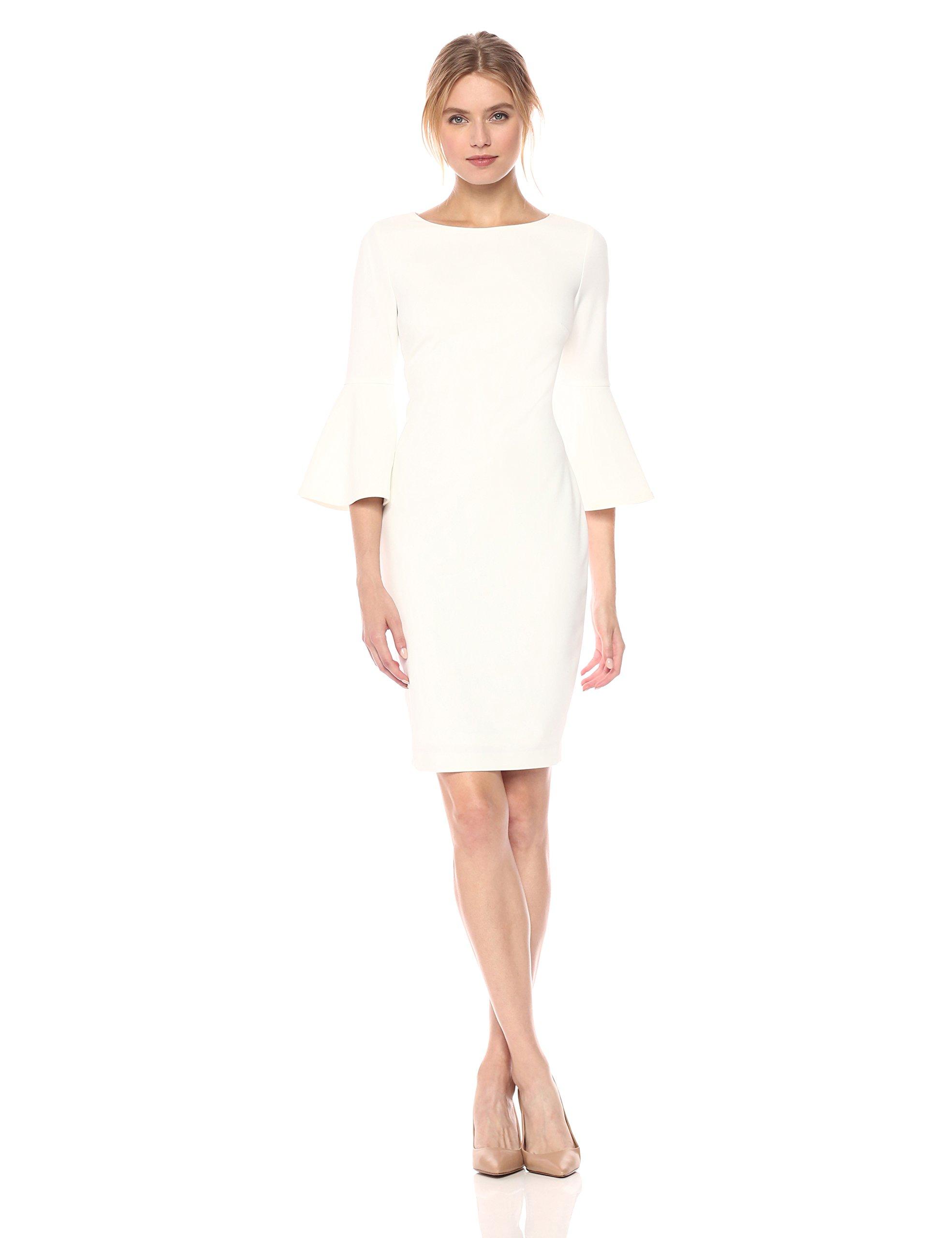 Calvin Klein 3/4-peplum Sleeve Sheath Dress in White | Lyst