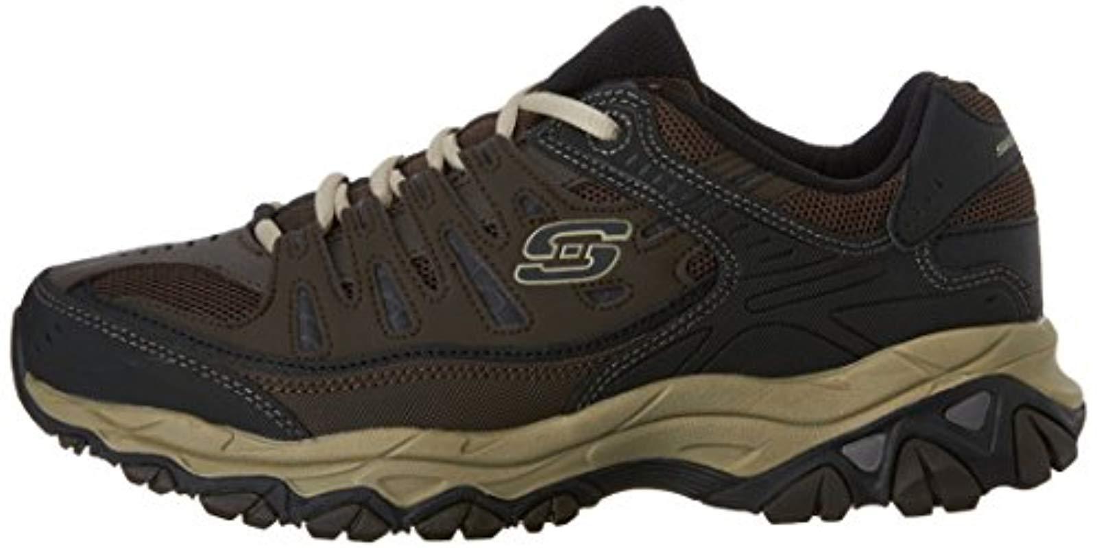 Skechers Leather Afterburn Memory-foam Lace-up Sneaker in Brown/Taupe ...