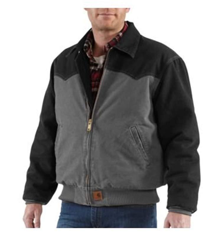 Carhartt Big & Tall Quilted Flannel Lined Sandstone Santa Fe Jacket in  Black for Men - Lyst