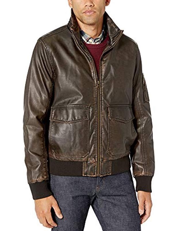 dockers leather bomber jacket