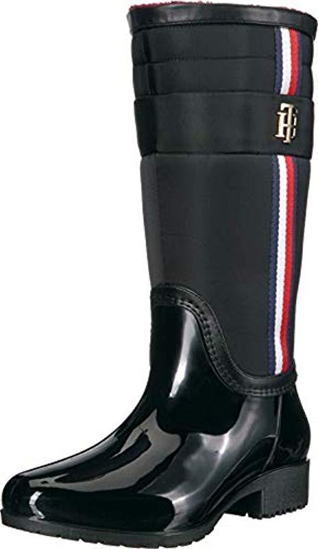 tommy hilfiger black rain boots