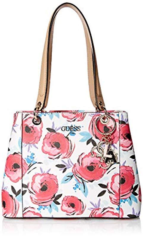 guess floral shopper bag