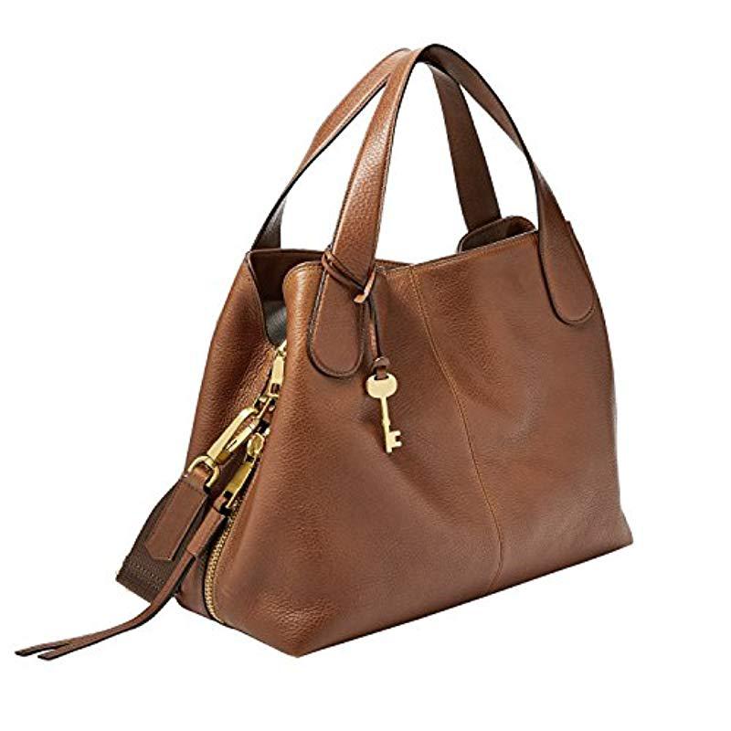Fossil Leather Maya Satchel Handbags Brown - Save 40% - Lyst