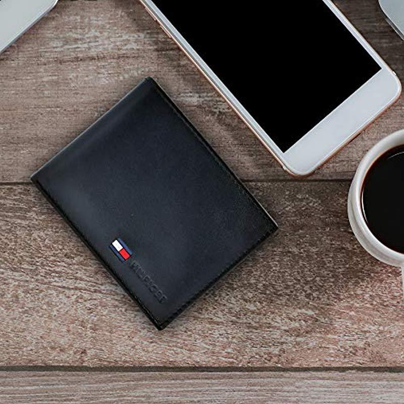 Tommy Hilfiger Leather Wallet Bifold Trifold Hybrid Flip Pocket Extra