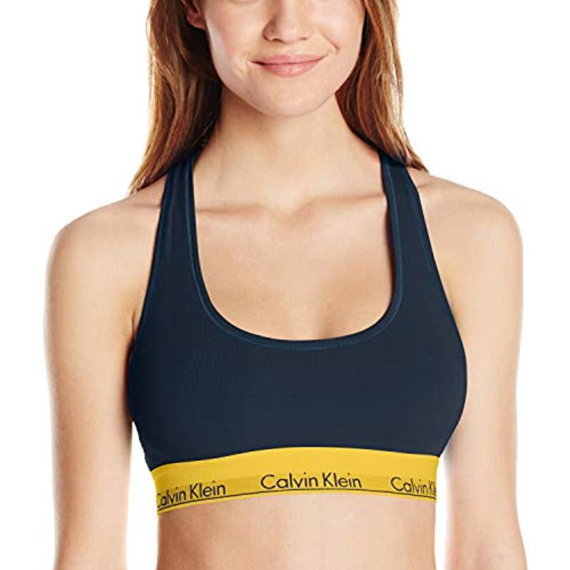 Calvin Klein Modern Cotton Bralette in Blue/Gold (Blue) | Lyst