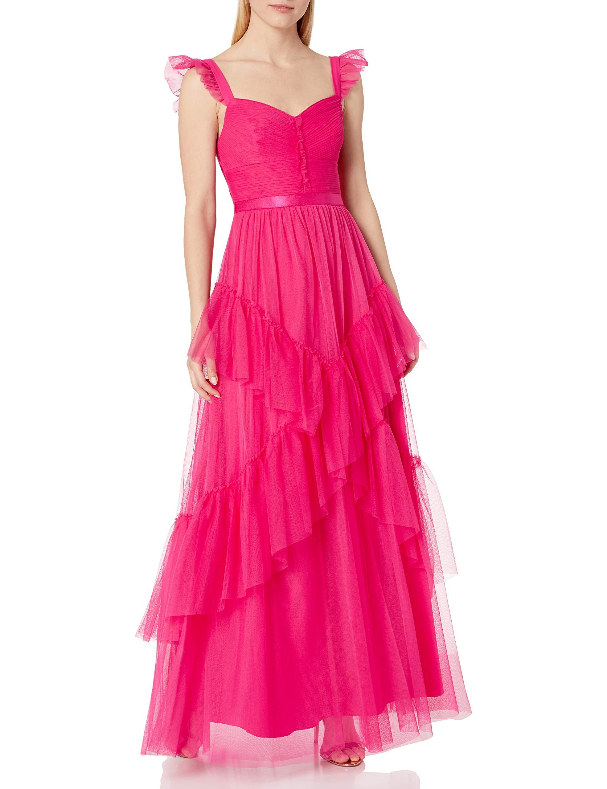 bcbgmaxazria strapless ruffled tulle gown