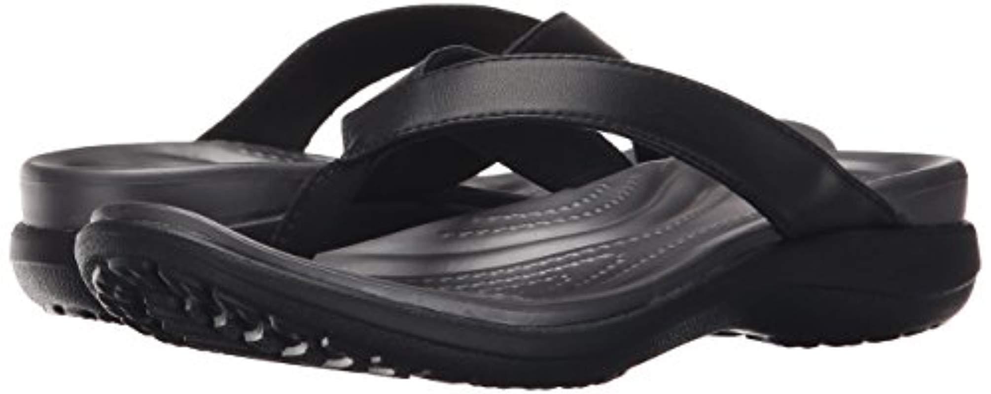 crocs flip flops with leather strap