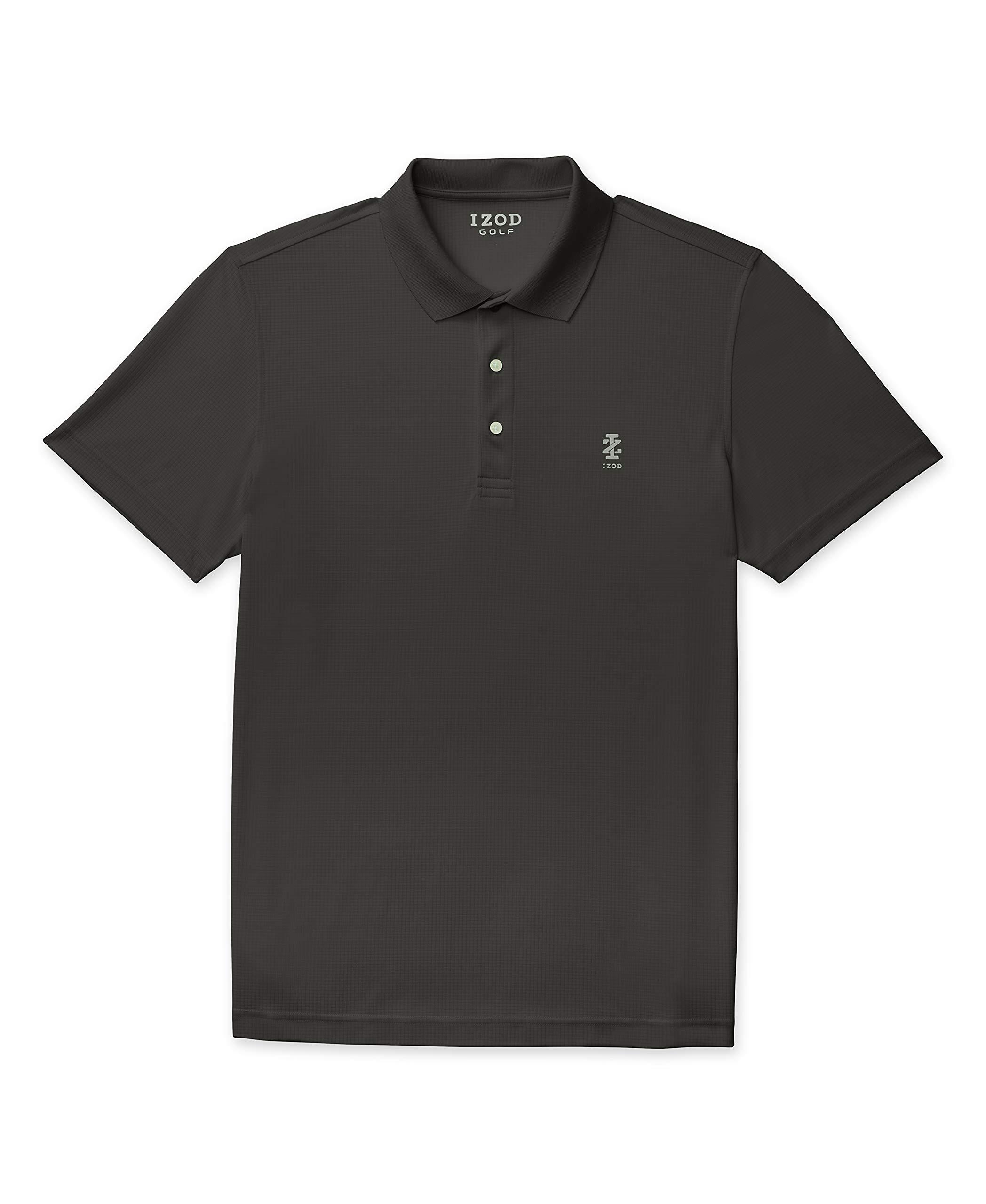 Izod Performance Golf Grid Short Sleeve Stretch Polo Shirt in Asphalt ...