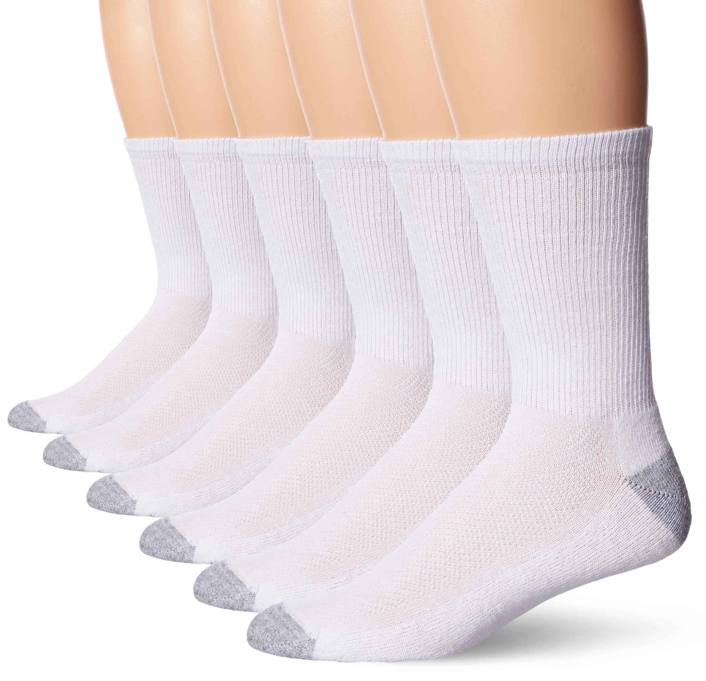 Hanes Freshiq X-temp Comfort Cool Crew Socks, 6-pack, White/grey, Shoe ...