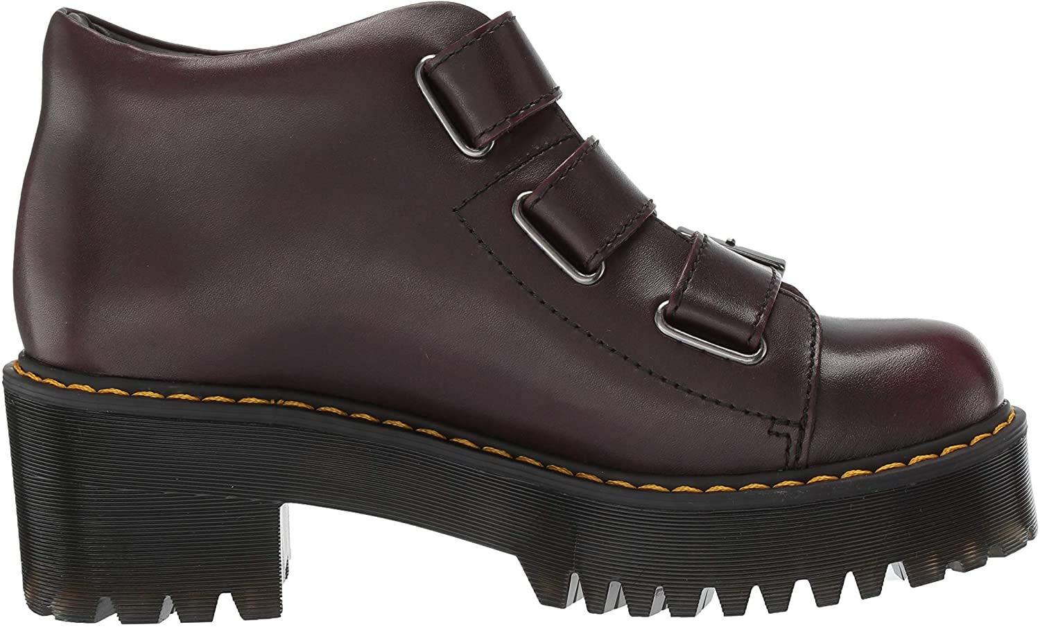 Dr. Martens Coppola Leather Buckle Heeled Boots in Burgundy Vintage (Black)  - Lyst