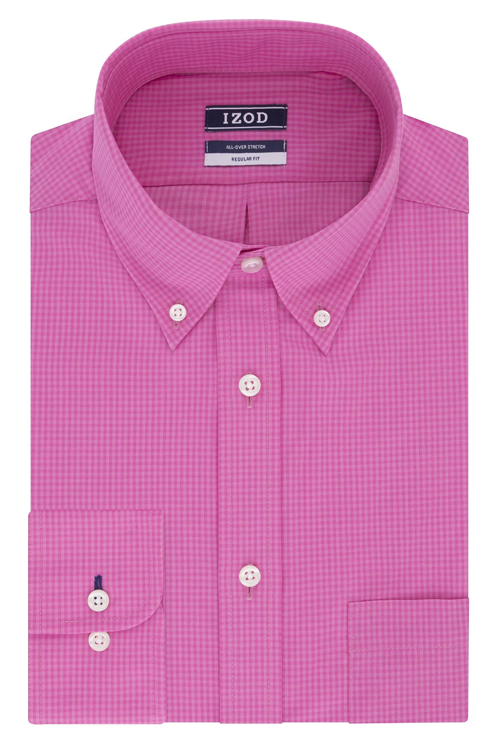 Izod Dress Shirts Regular Fit Stretch Gingham in Bright Pink (Pink) for ...