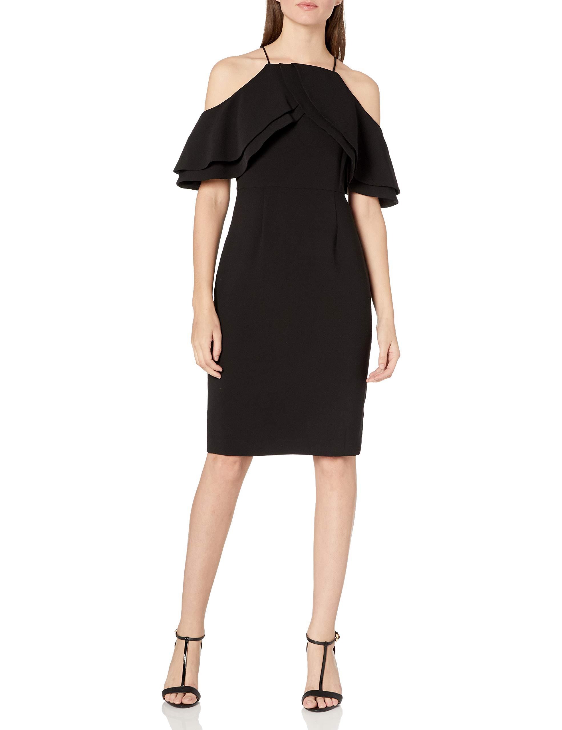eliza j off the shoulder ruffle sheath dress