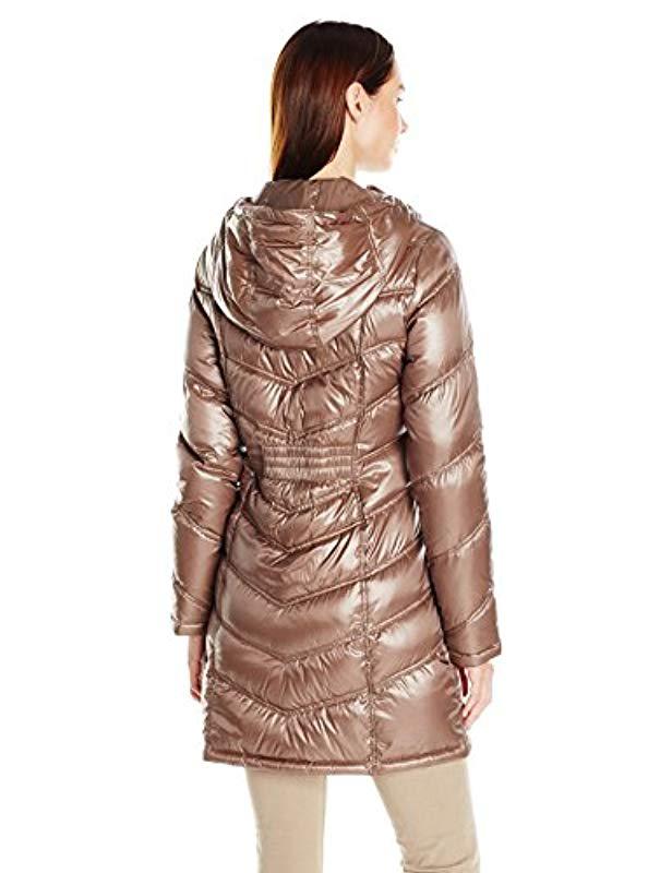 Calvin Klein Lightweight Packable Down Hooded Long Jacket Down Coat in