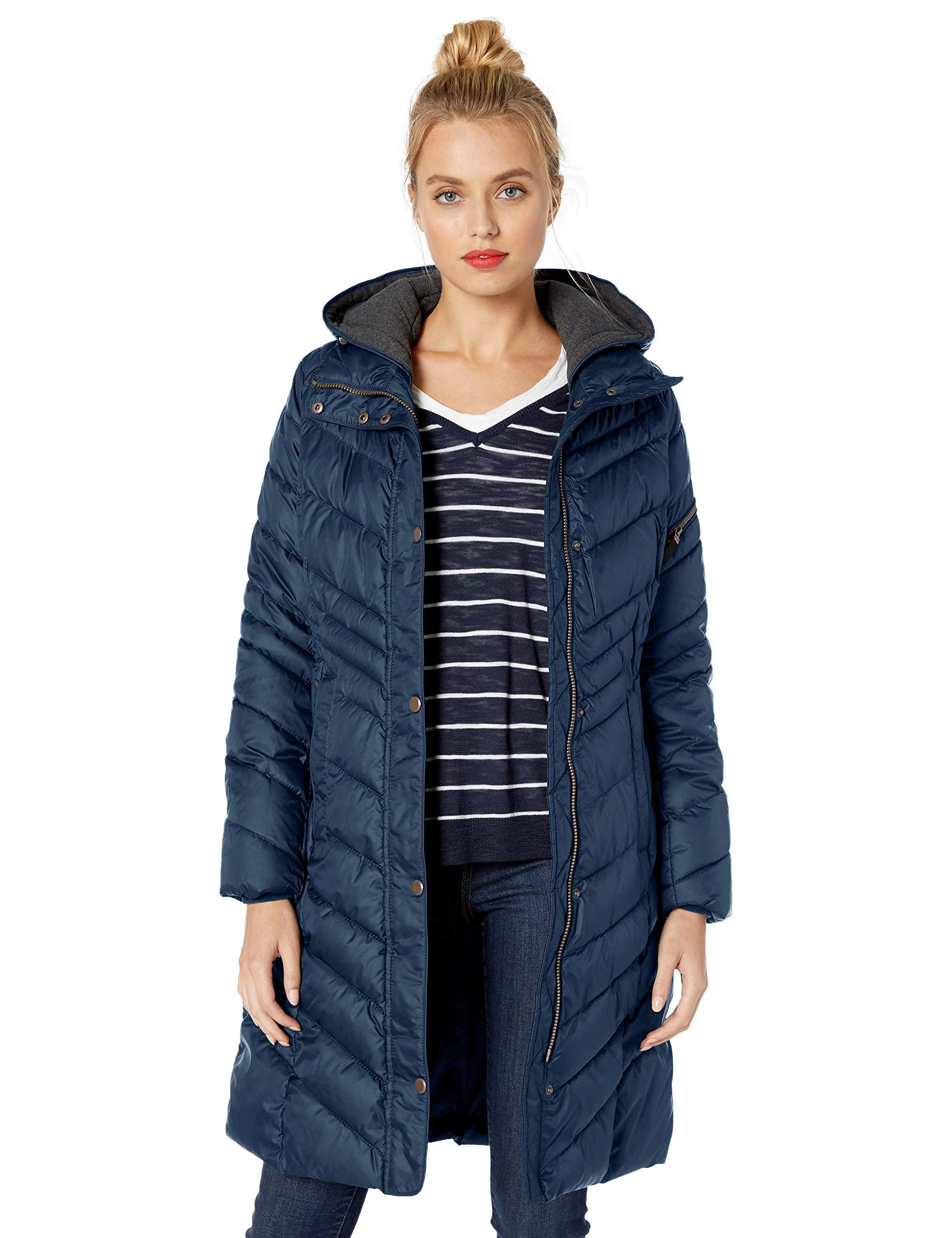 Marc New York Odessa Slim Long Synthetic Down Jacket in Navy (Blue) - Lyst