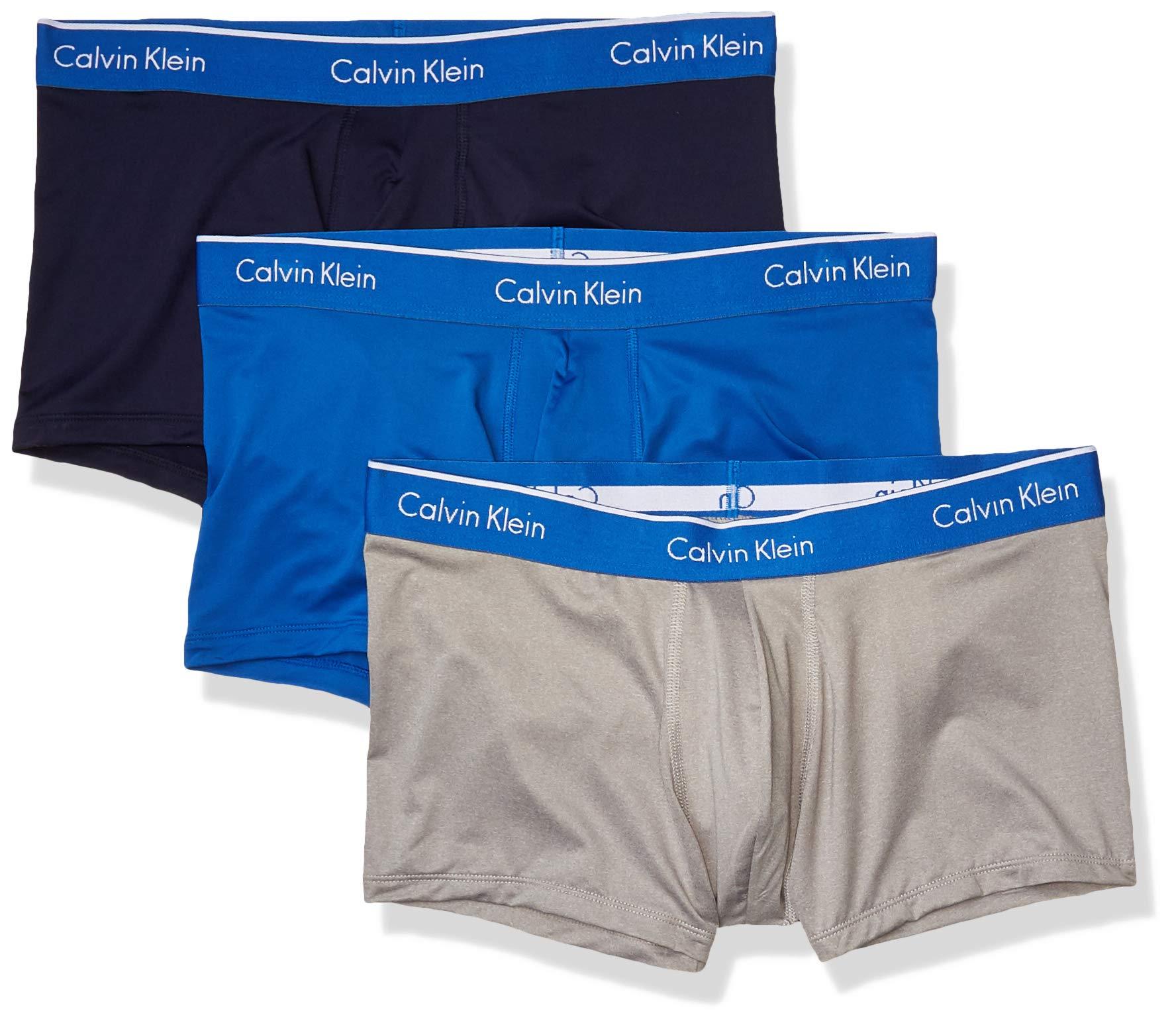 Calvin Klein Microfiber Stretch Multipack Low Rise Trunks in Gray for