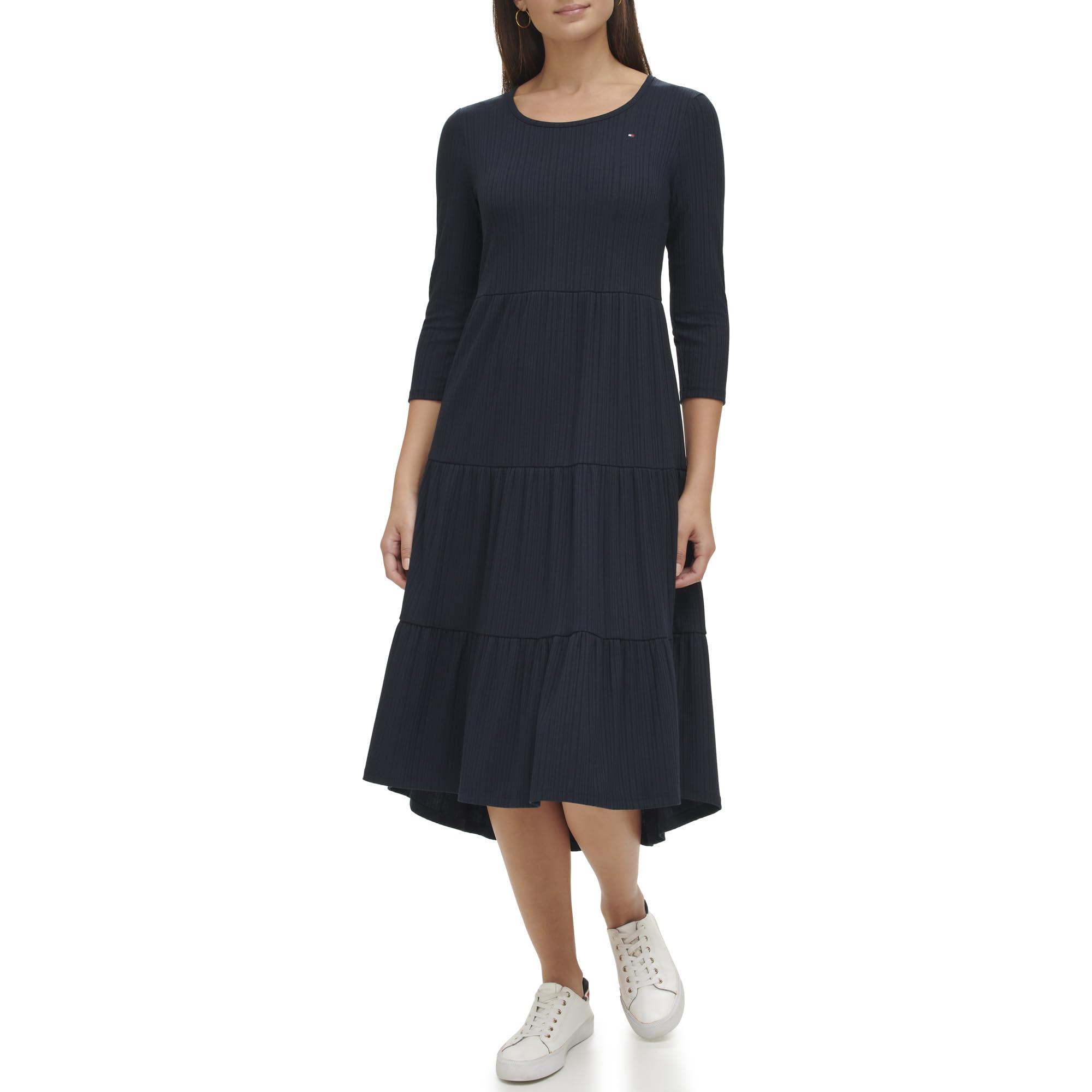 Tommy Hilfiger Tiered Stripe Midi Dress in Blue Lyst