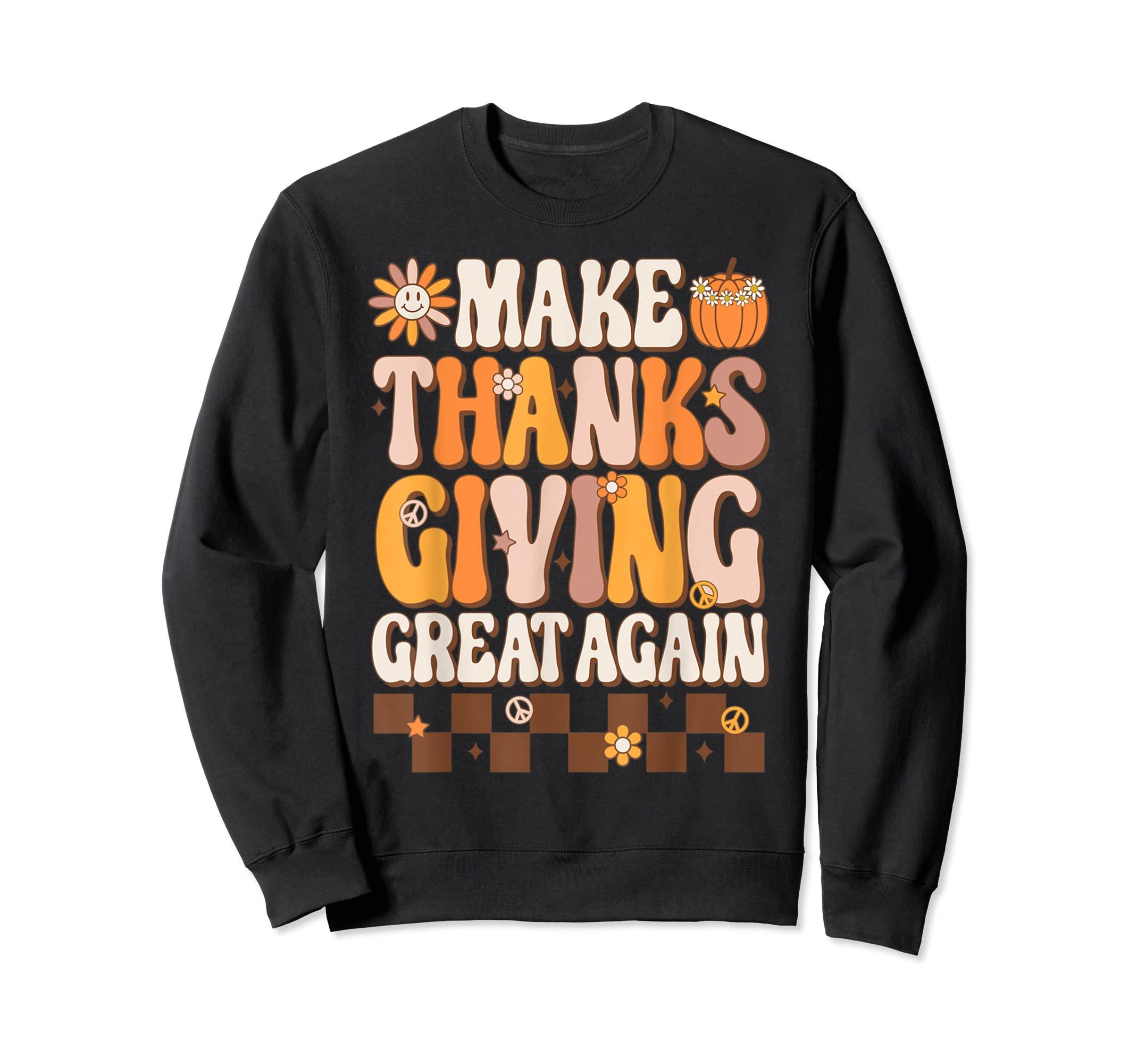 Funny Turkey Day Groovy Sweatshirt 