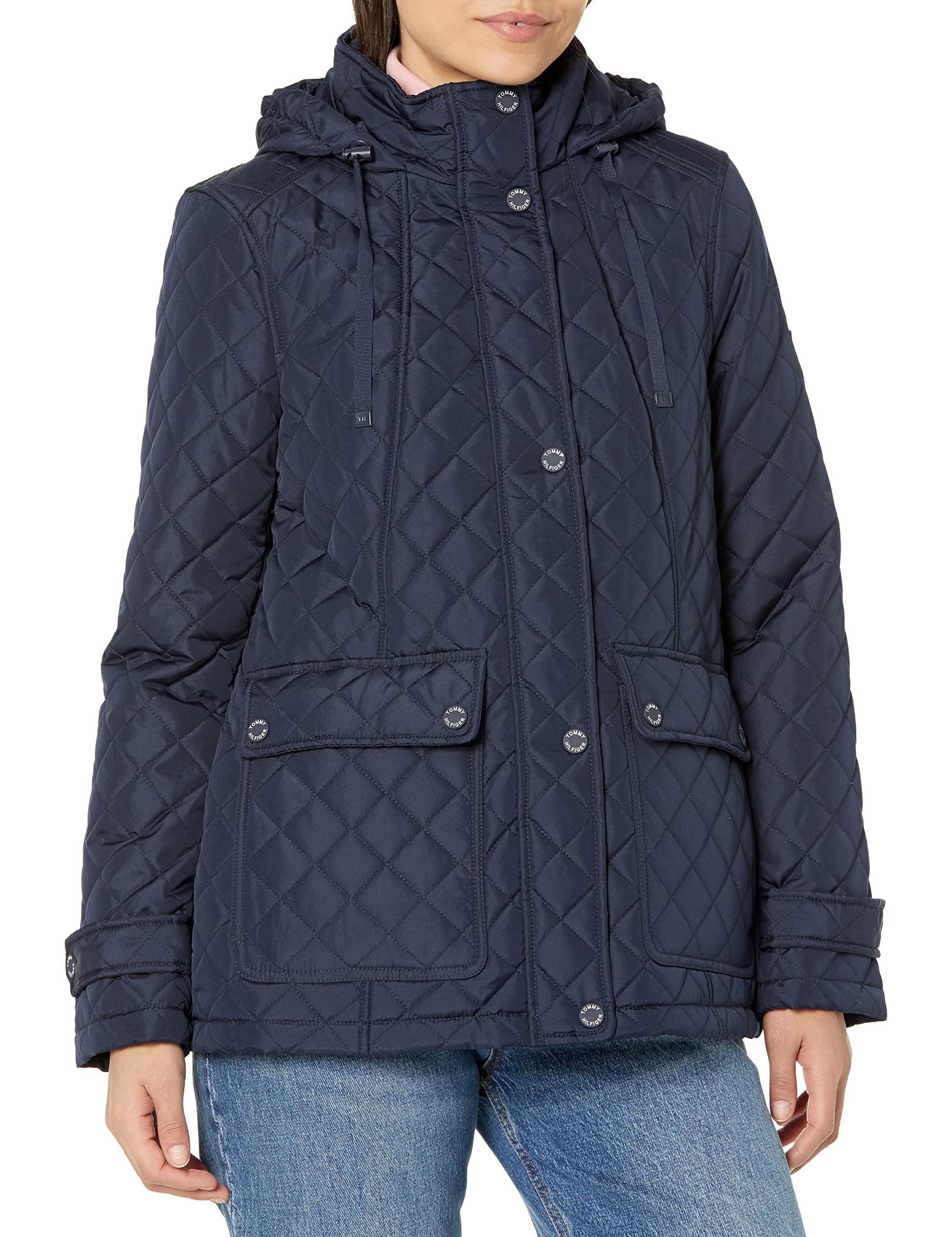 Tommy Hilfiger Quilted Contrast Snaps Button Down Jacket in Blue | Lyst