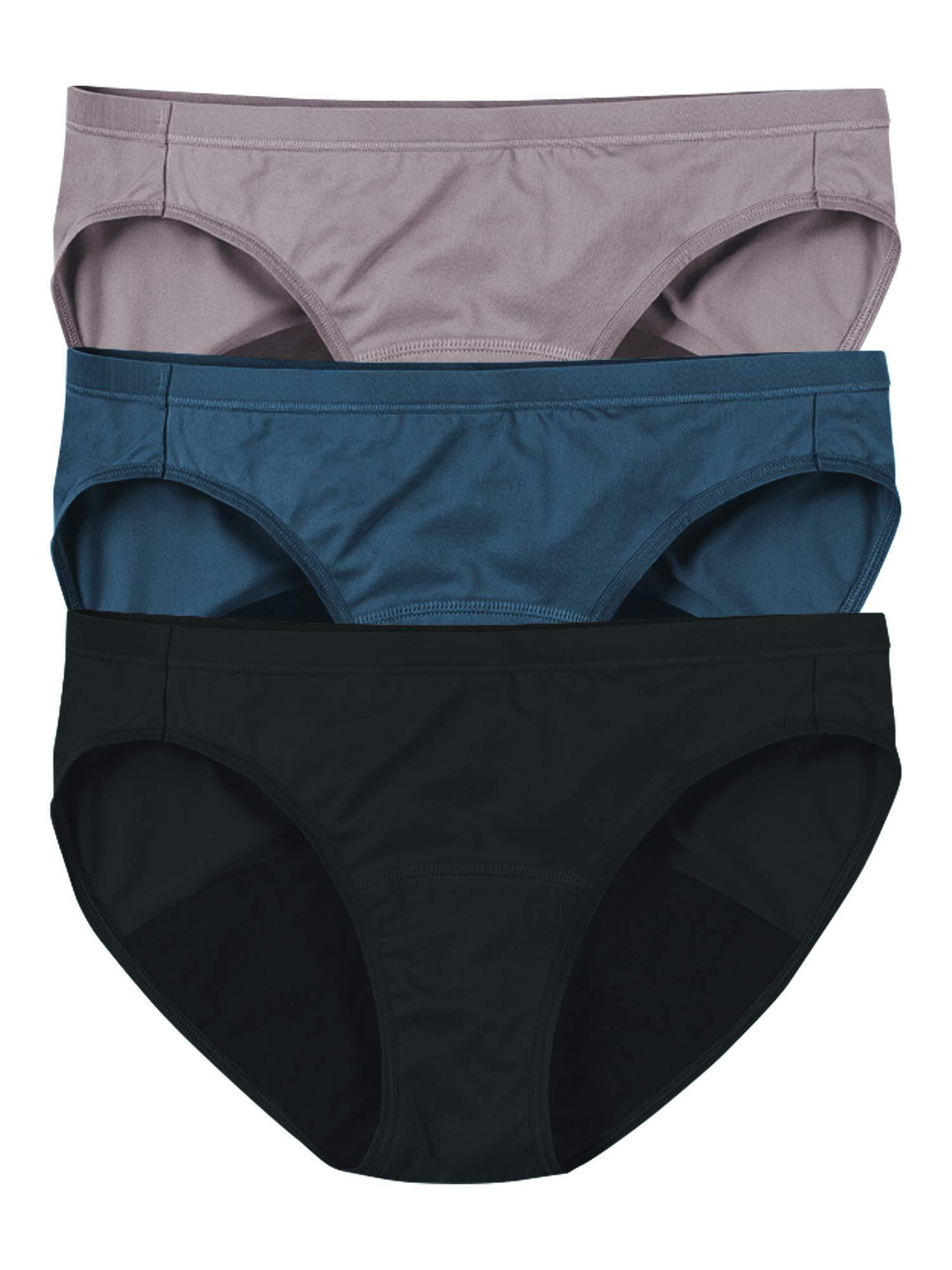 Hanes Fresh & Dry Moderate Period 3-pack Bikini Underwear in Black