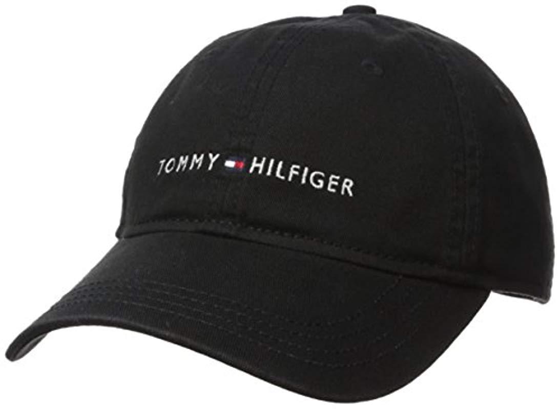 Tommy Hilfiger Logo Dad Baseball Cap in Black for Men ...