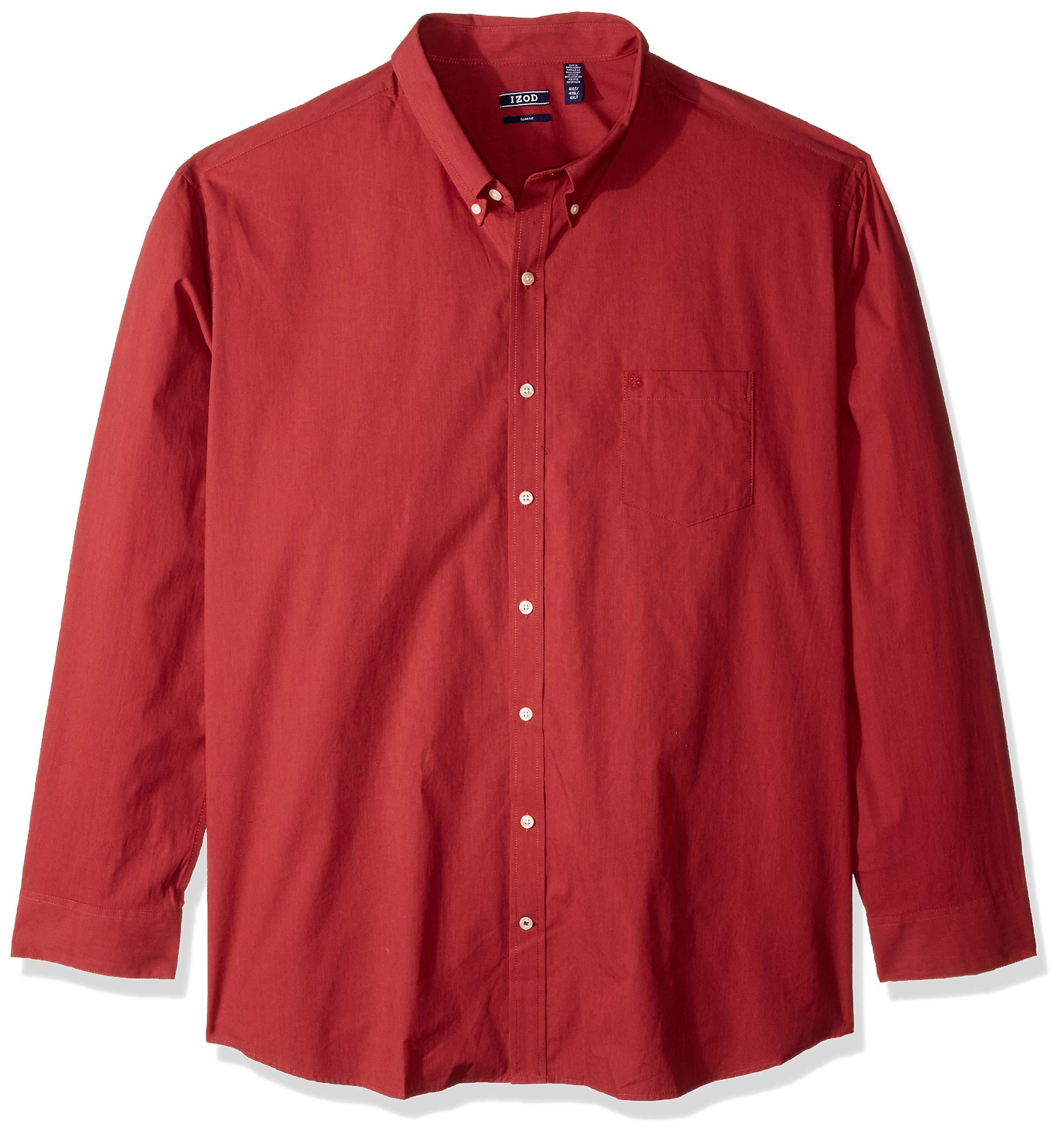 Izod Denim Fit Button Down Long Sleeve Stretch Performance Solid Shirt