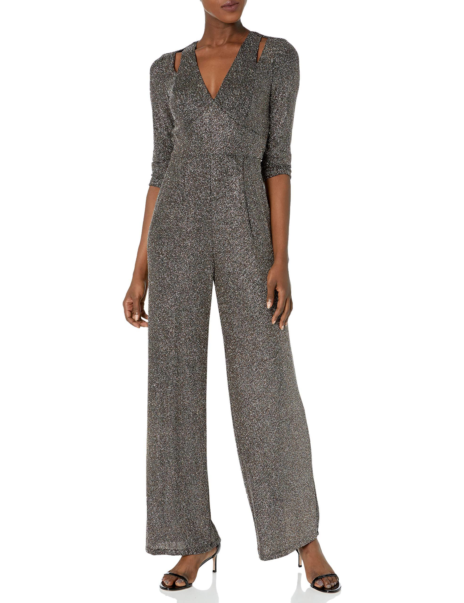 Calvin Klein Three Quarter Sleeve Jumpsuit With Shoulder Cut Outs in ...
