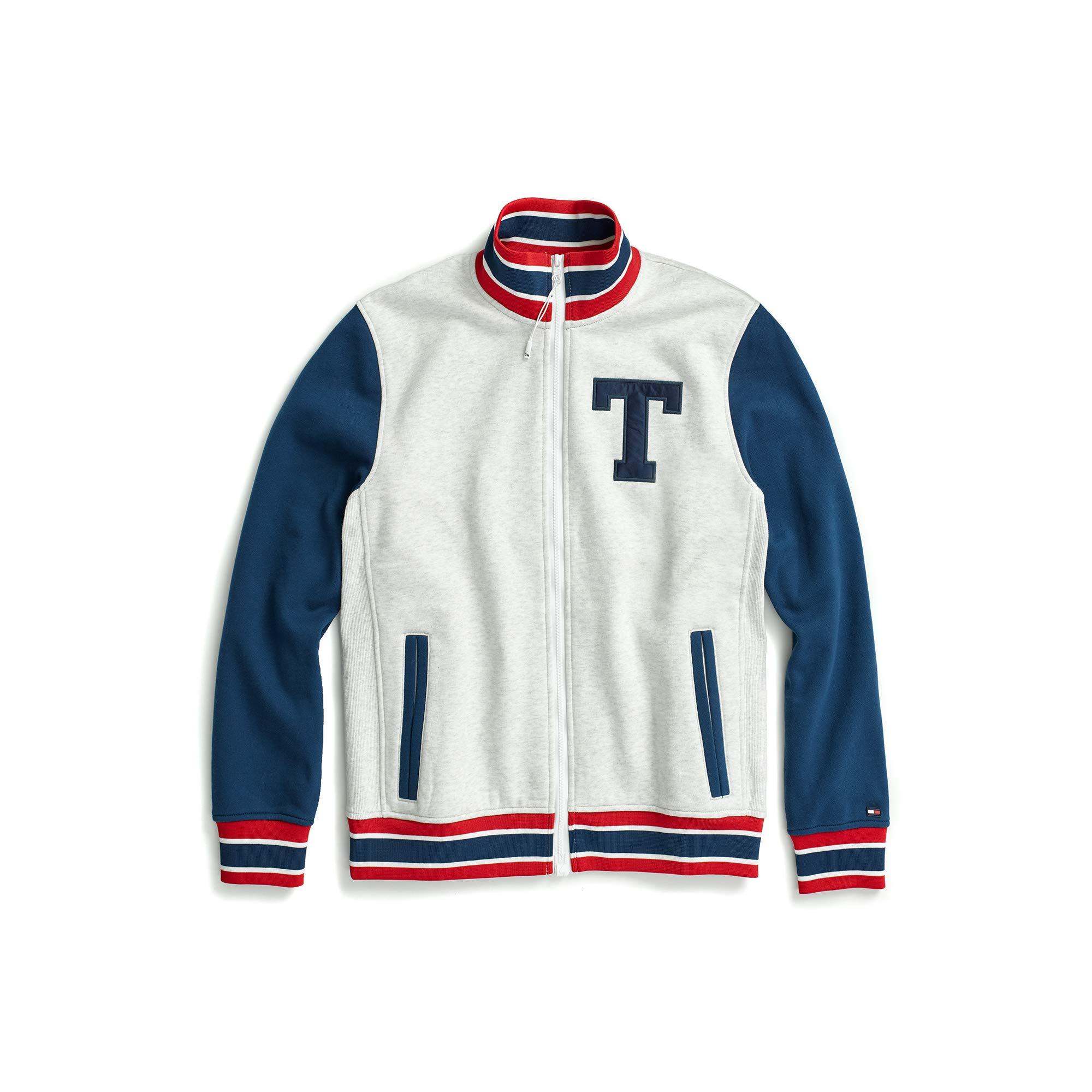 Ice Grey heather Tommy Hilfiger Mens Adaptive Track Jacket with Magnetic Zipper
