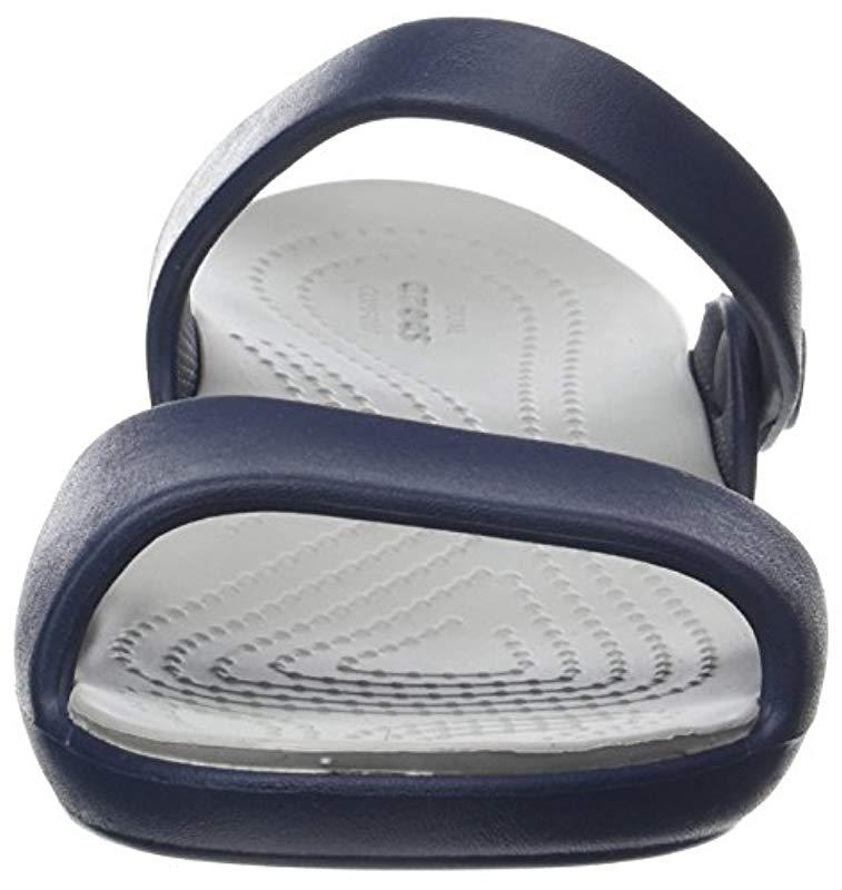 Crocs™ Cleo V Flat Sandal in Navy/Light Grey (Blue) | Lyst