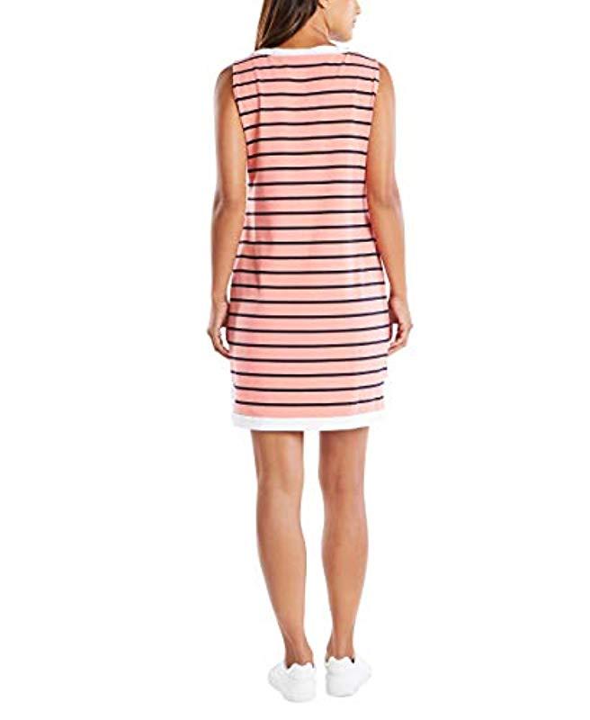 Nautica Breton Stripes Sleeveless V-neck Stretch Cotton Polo Dress in Pale Coral (Pink) - Lyst
