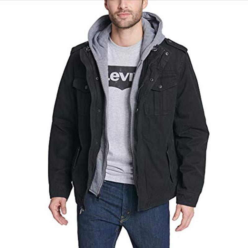 Washed Cotton Hooded Military Jacket 