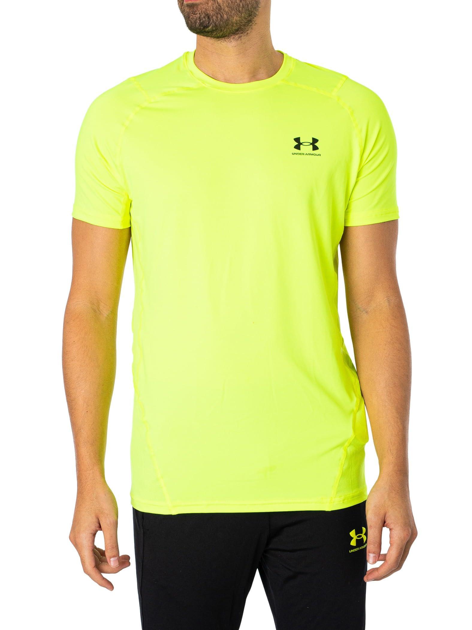Under Armour Heatgear Fitted Short Sleeve T shirt in Yellow for