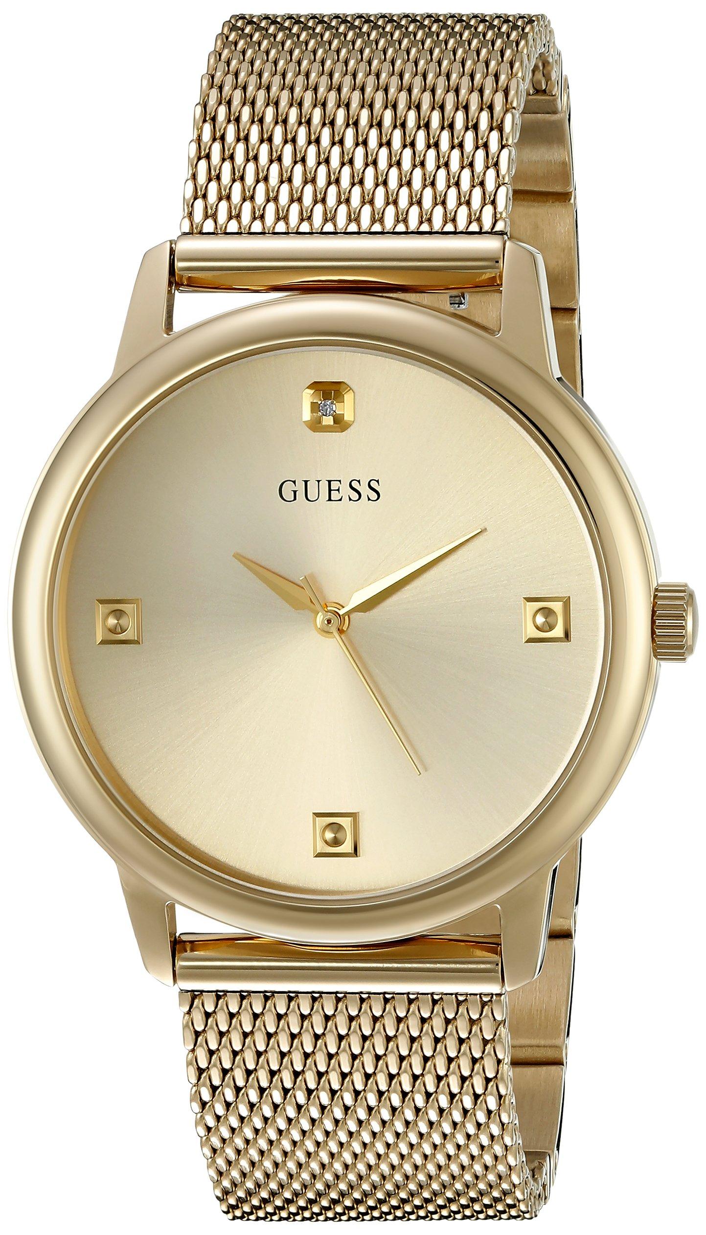 Guess Men's Diamond Accent Gold-tone Stainless Steel Mesh Bracelet ...