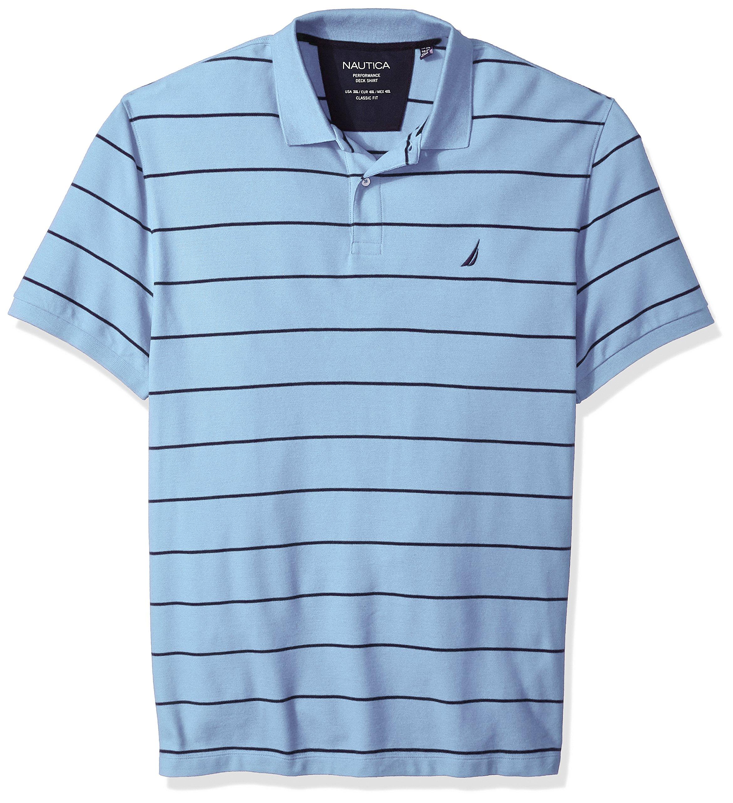 Nautica Mens Big and Tall Classic Short Sleeve Striped Polo Shirt