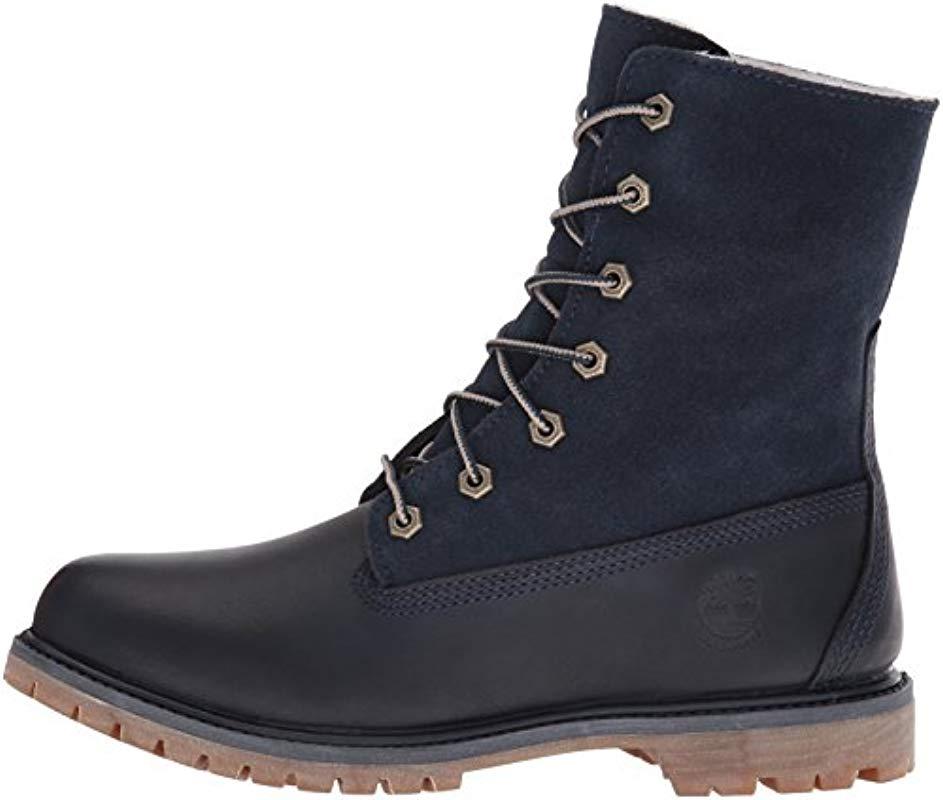 Timberland Authentics Teddy Fleece Wp Fold-down Boot in Blue | Lyst