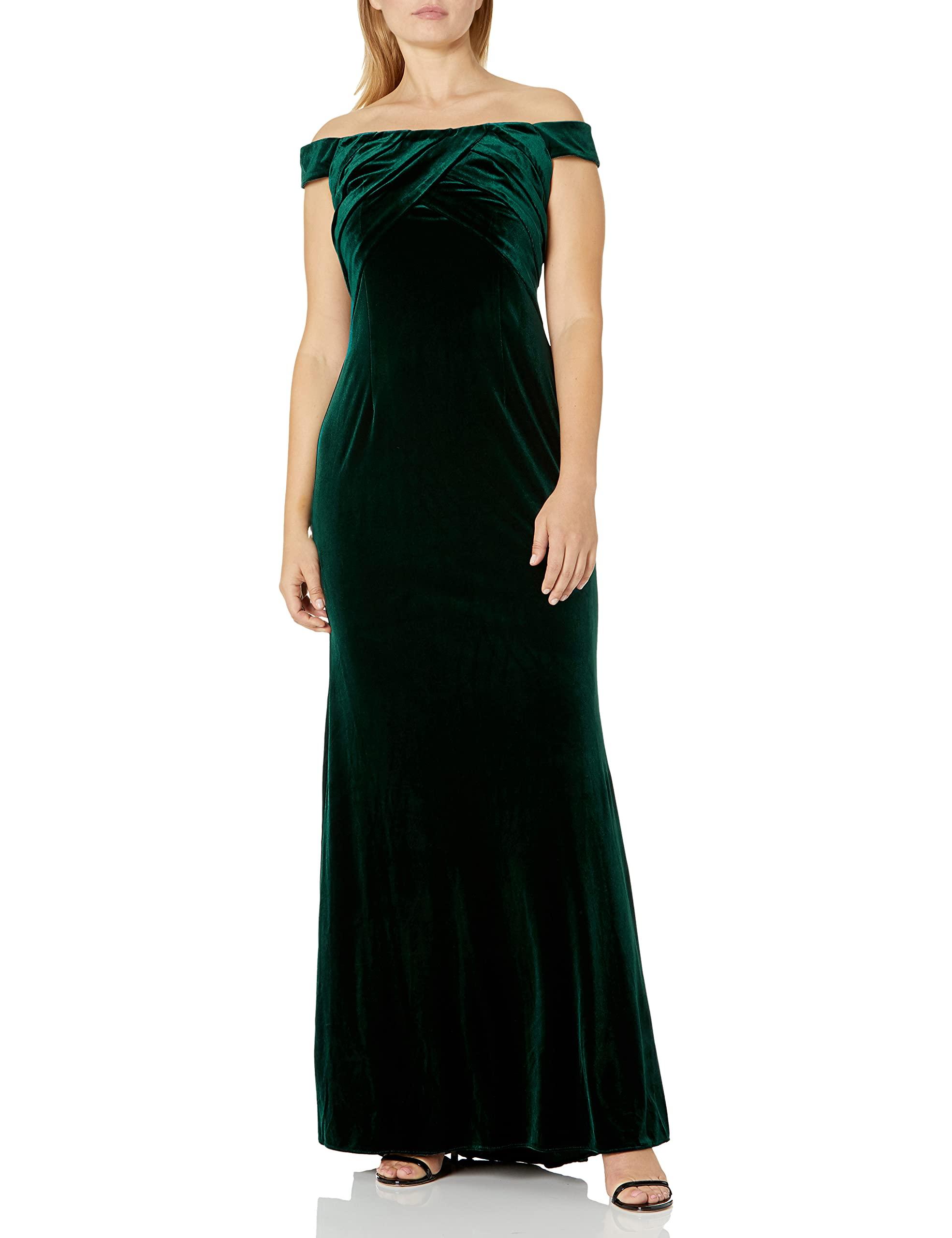 Adrianna Papell Stretch Velvet Dress in Green | Lyst