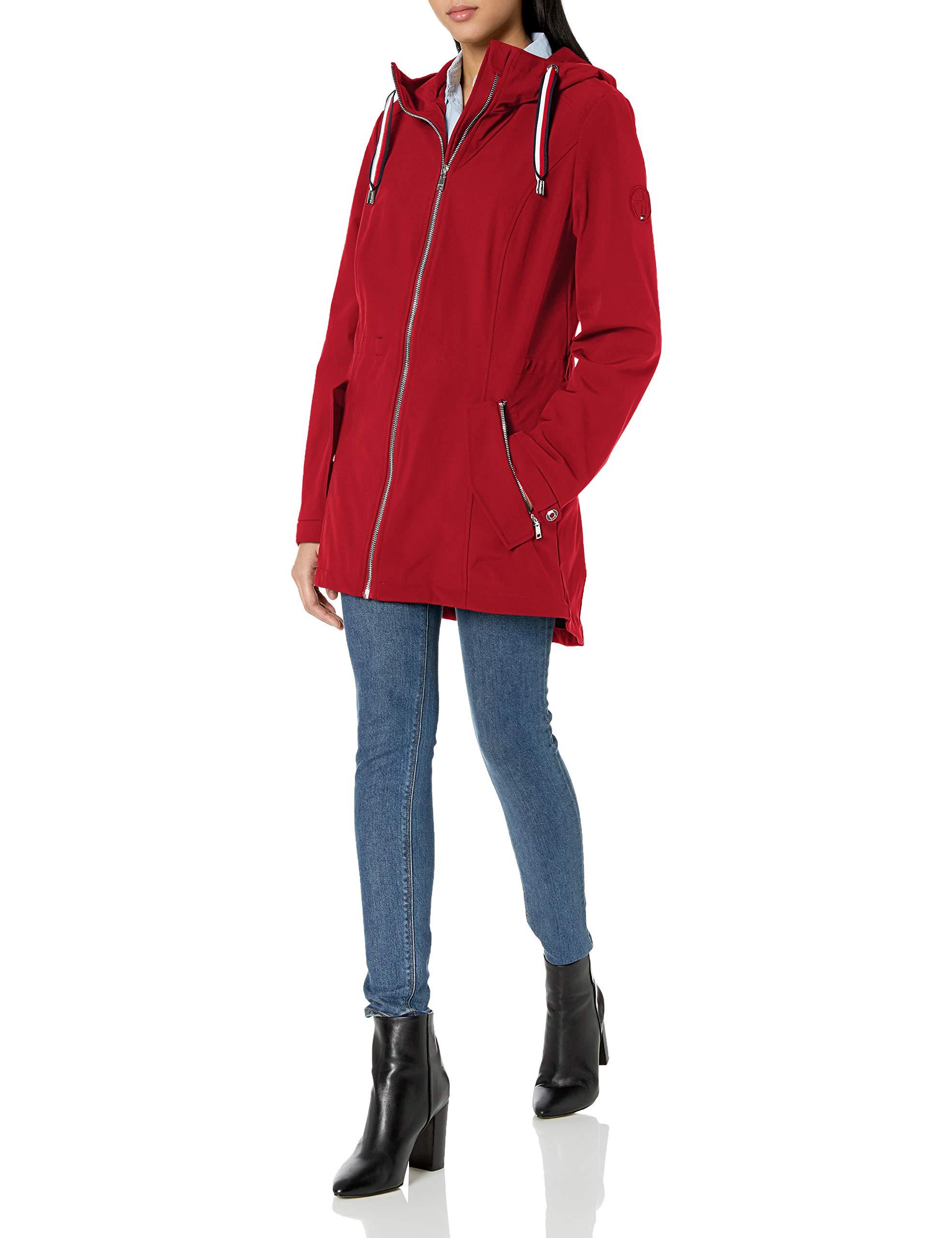 Tommy Hilfiger Sporty Zip Front Hooded Soft Shell Rain Jacket in