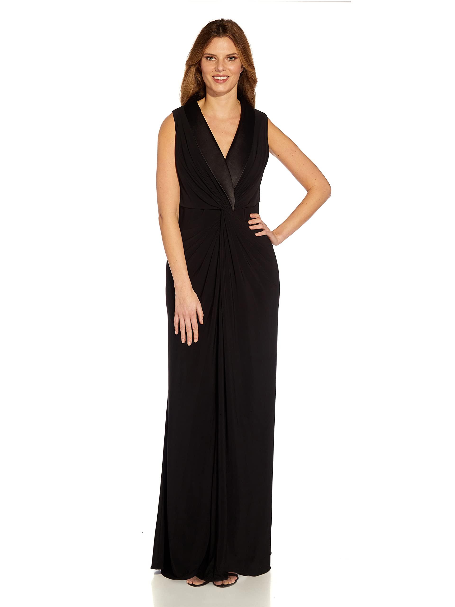 Adrianna Papell Sleeveless Twist Front Stretch Jersey Tuxedo Gown in ...