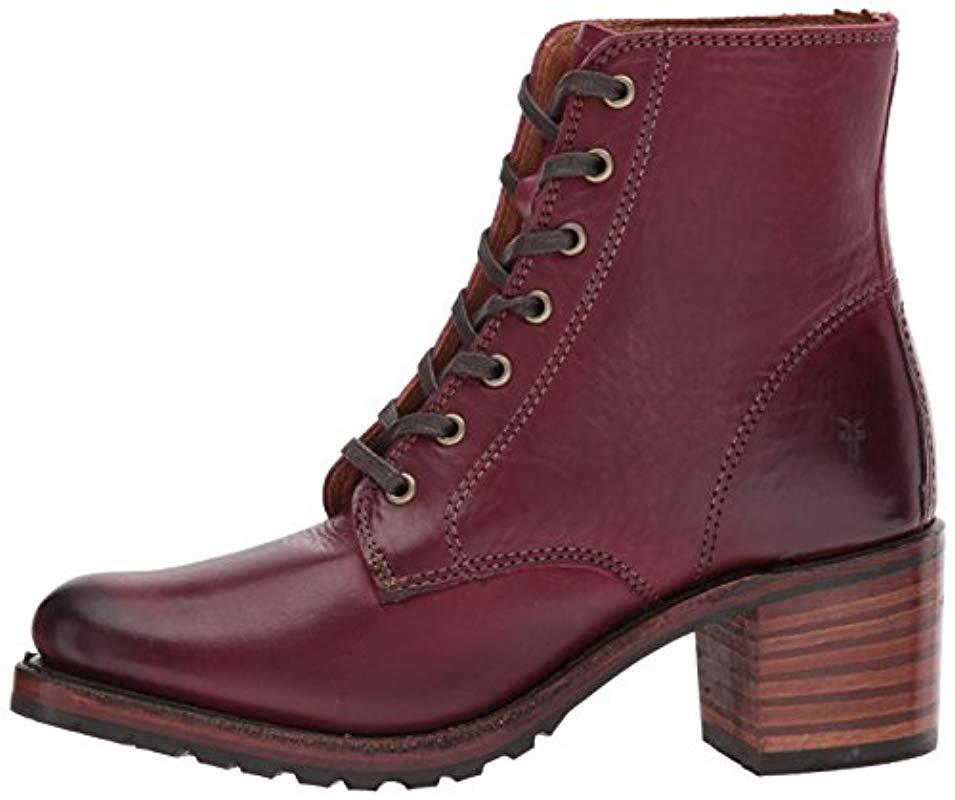 Frye Leather Sabrina 6g Lace Up Boot Black Cherry 8 M Us - Lyst