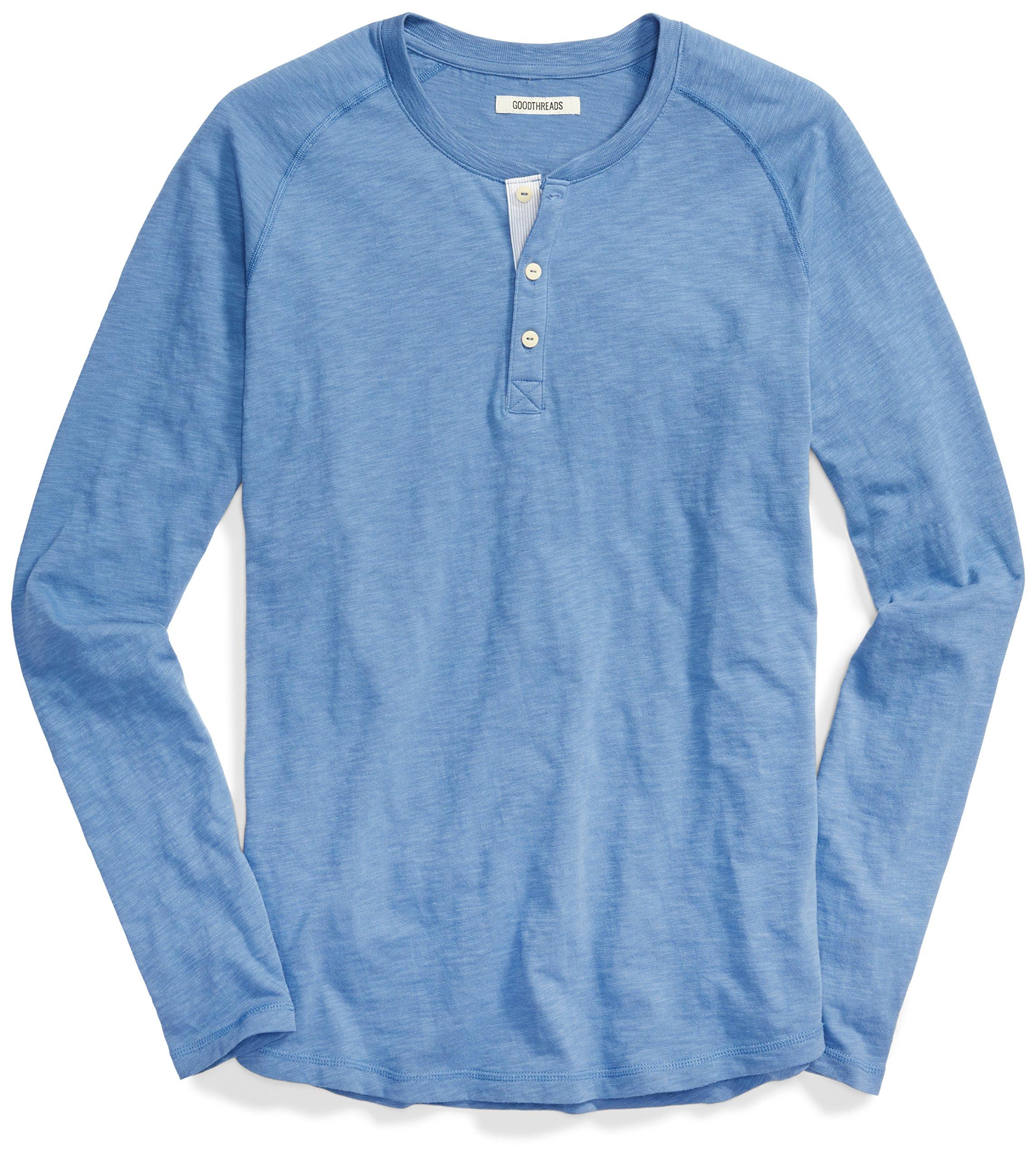 Goodthreads Cotton Longsleeve Lightweight Slub Henley in Blue for Men