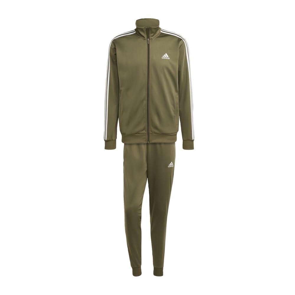 adidas Sportswear Basic 3-stripes Tricot Track Suit in Green for Men | Lyst