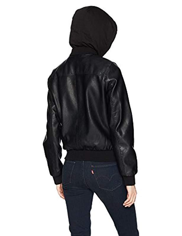 Lyst Levi S Two Pocket Faux Leather Hooded Er Jacket In Black Lyst Levi S Two Pocket Faux Leather Hooded Er Jacket In Black Save 34