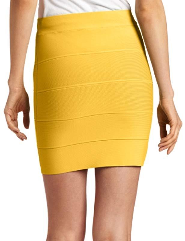 BCBGMAXAZRIA Simone Bandage Skirt in Yellow | Lyst
