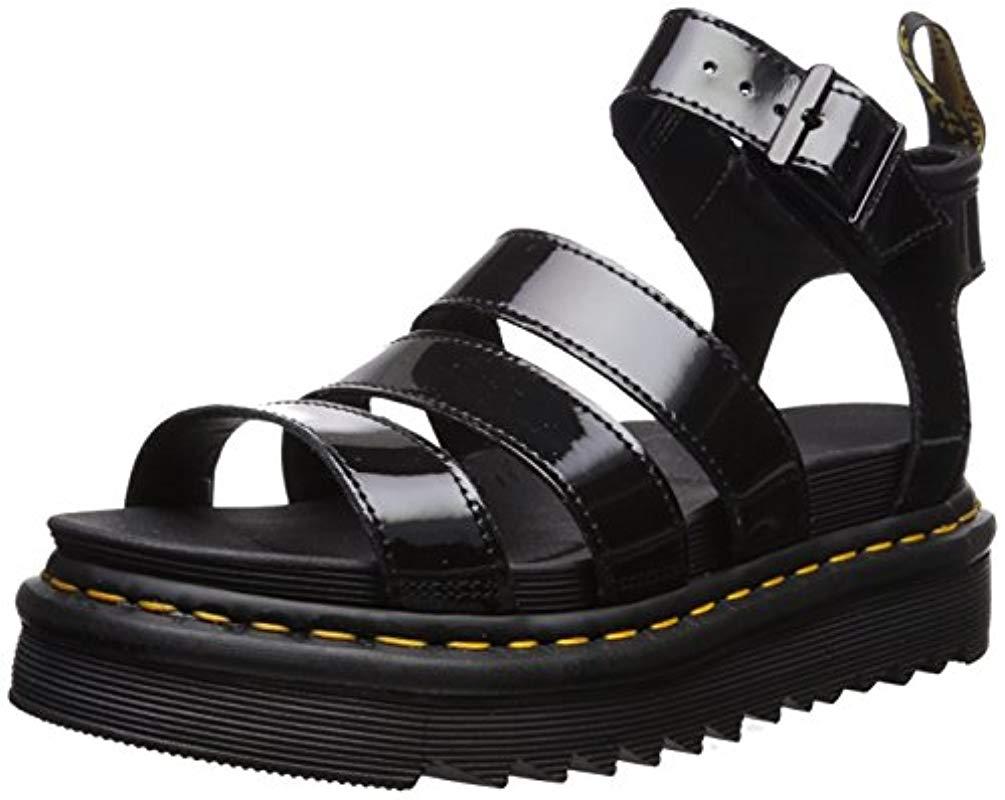 Dr. Martens Blaire Patent Leather Fisherman Sandal in Black - Lyst