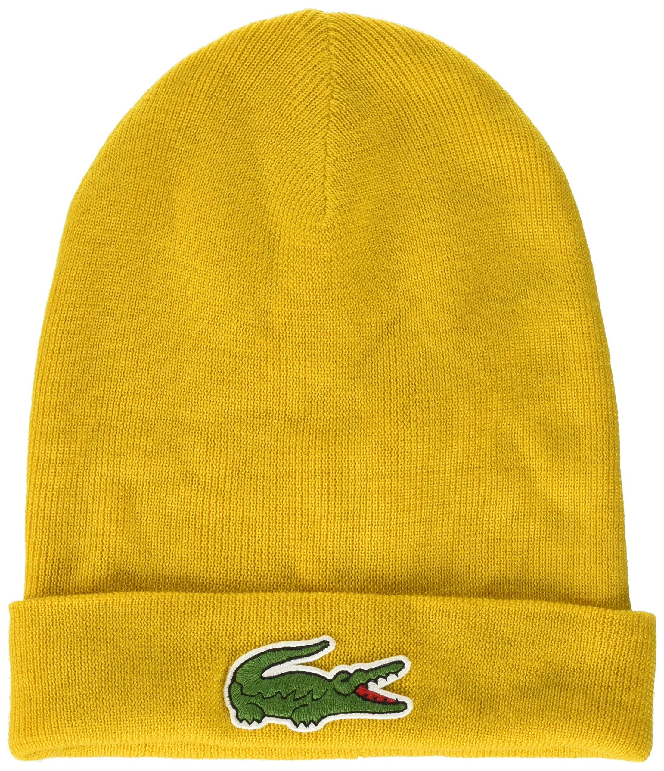 Lacoste Wool Big Croc Beanie in Plum 